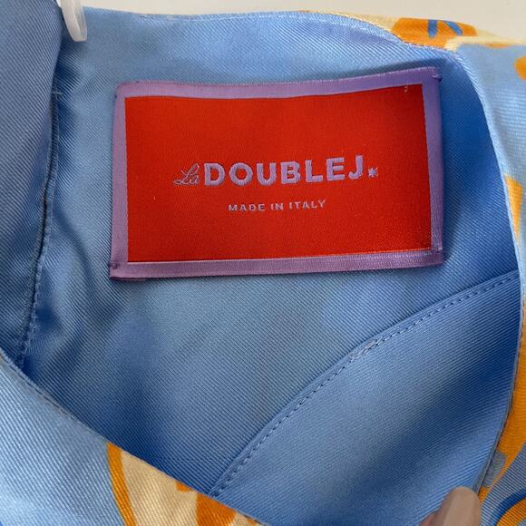 LA DOUBLEJ San Carlo Printed 100% Silk Twill Satin Scarf Top in Multi Size S - Picture 13 of 15